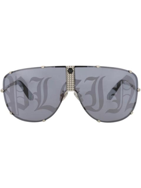 Philipp Plein Aviator-Frame Stainless Steel Sunglasses Palladium Palladium Silver (SPP075M-69-579L)