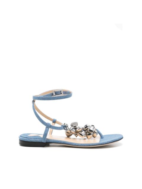 heart-charm flat sandals