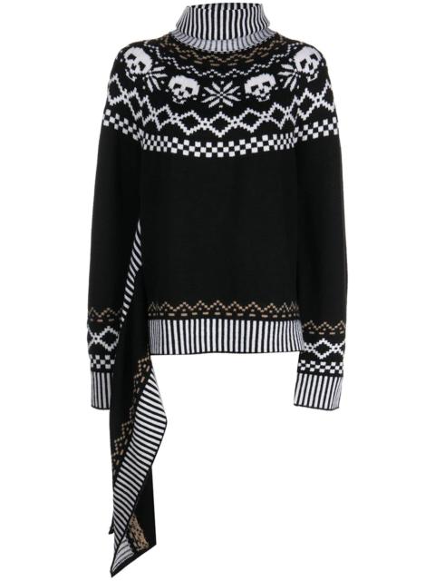 wool intarsia-knit roll-neck jumper