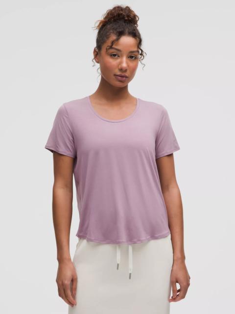 Modal-Silk Twist-Back Short-Sleeve Shirt