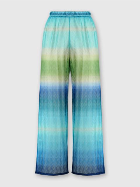 Straight Pants with Faded Striped Pattern