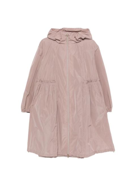 ruffled-trim hooded parka