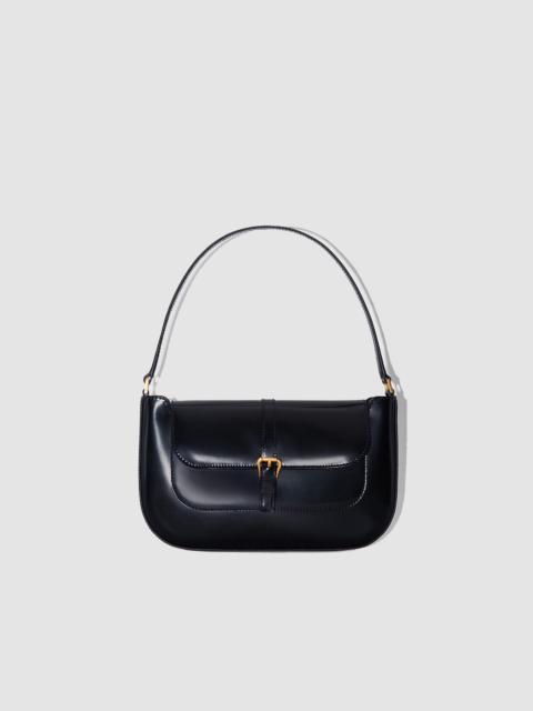 Miranda Black Semi Patent Leather Shoulder Bag