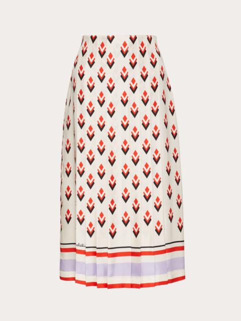 Printed Twill Pleated Skirt