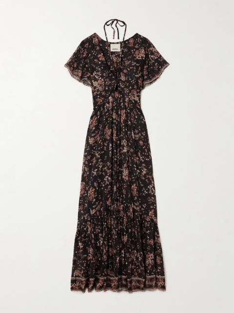 Agathe Tiered Printed Cotton And Silk-blend Crepon Halterneck Maxi Dress
