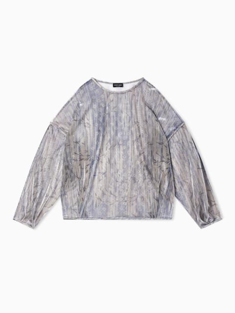 CREW-NECK JUMPER IN LAMÉ-EFFECT JERSEY