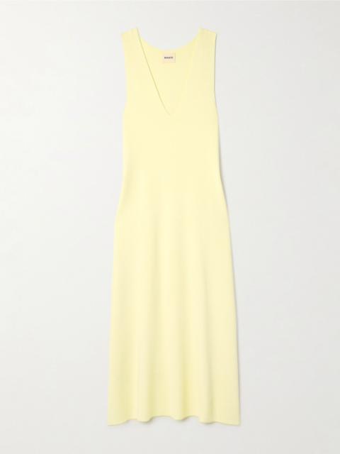Keran stretch-knit midi dress Pastel yellow