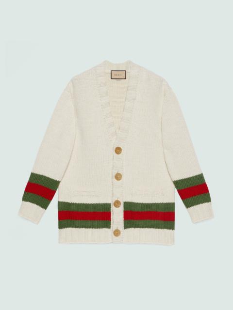 Fine wool cardigan with Web