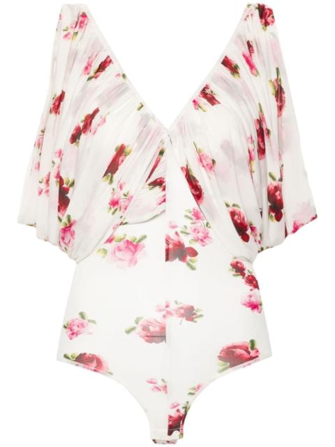 V-neck ruched bodysuit