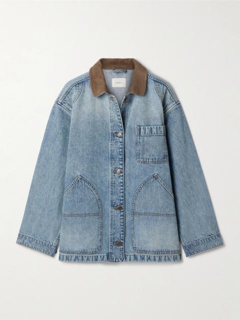 Pascual corduroy-trimmed denim jacket Dark denim