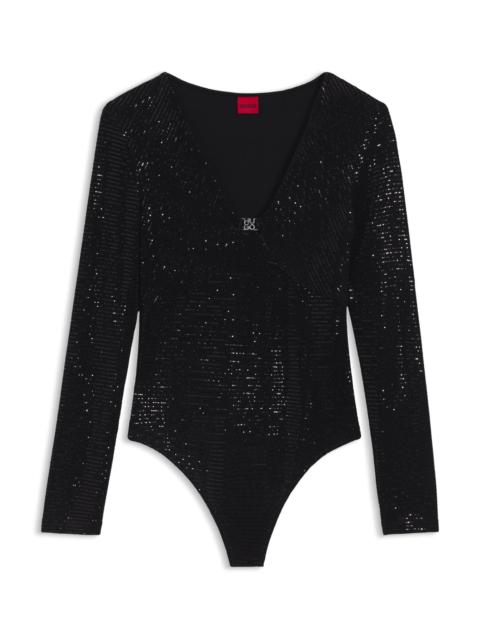 SPARKLING BODYSUIT IN STRETCH JERSEY WITH STACKED-LOGO TRIM