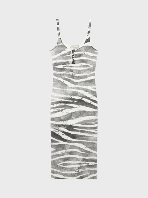 ZEBRA-PRINT RIBBED MIDI DRESS