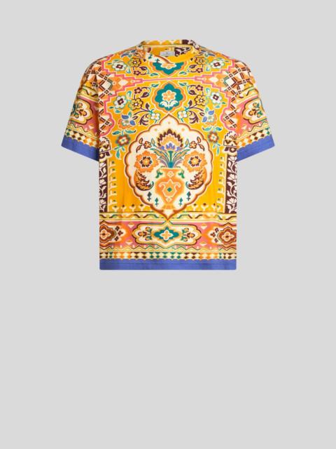 COTTON AND LINEN T-SHIRT WITH PRINT