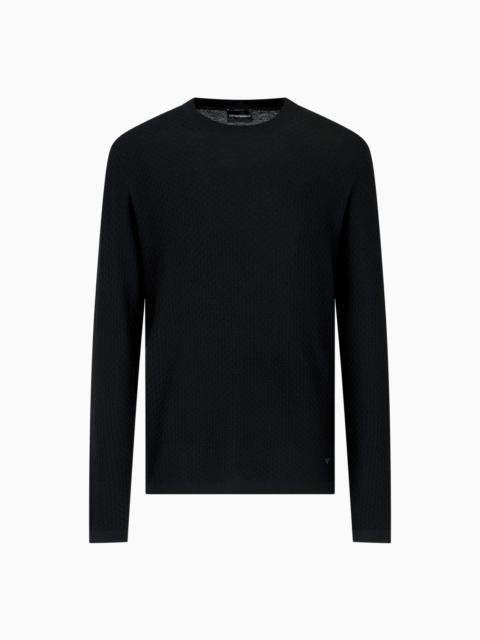 VIRGIN WOOL JUMPER WITH EMBOSSED JACQUARD PATTERN
