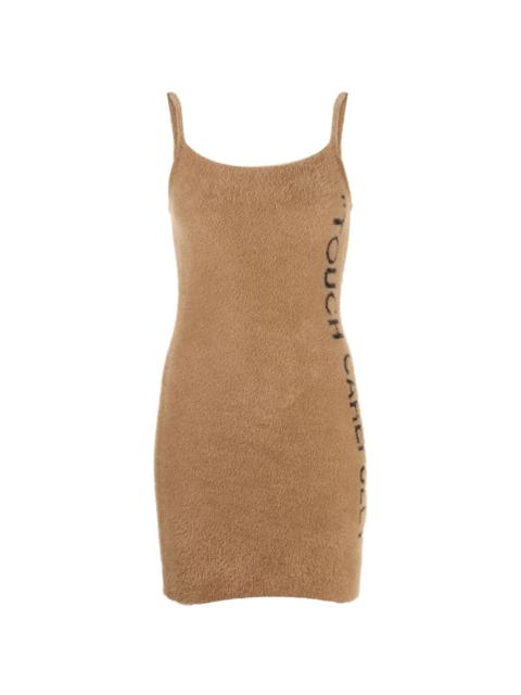 slogan detail fuzzy mini dress