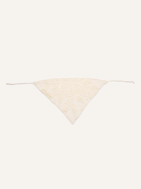 Crochet triangle scarf in cream