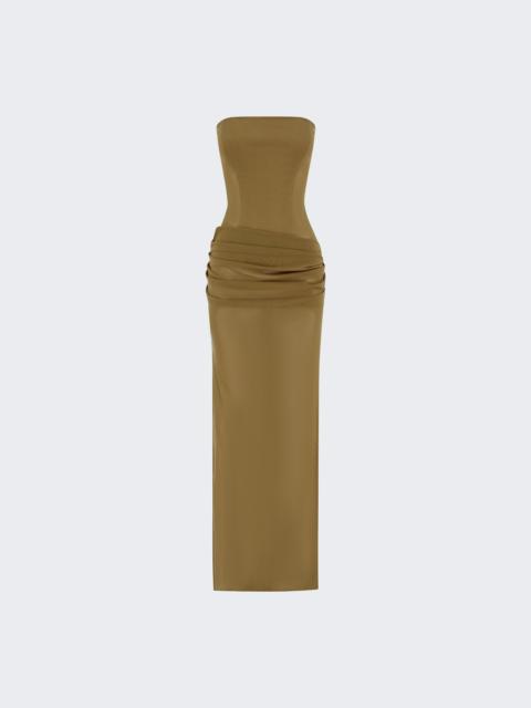 Strapless Longline Corset Column Khaki