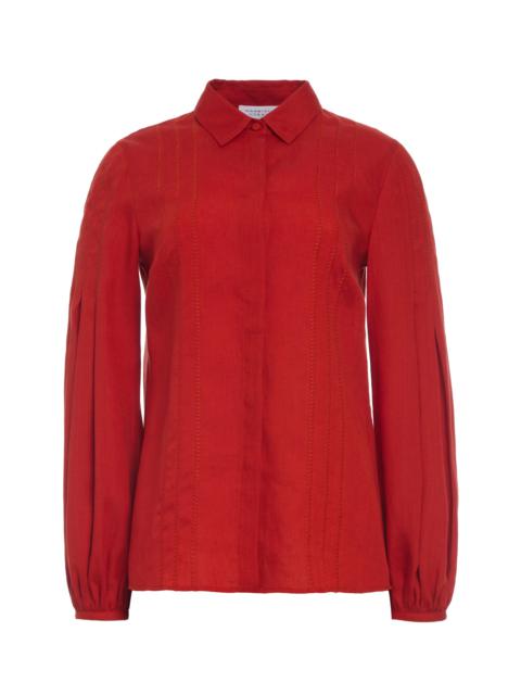 Inga Blouse in Antelope Orange Aloe Linen