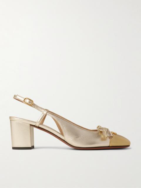 Valet Du Roi 60 Tasseled Two-tone Metallic Leather Slingback Pumps