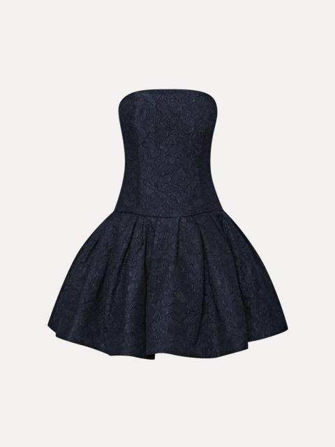 TEXTURED FLORAL CLOQUE CAPE-BACK DRESS