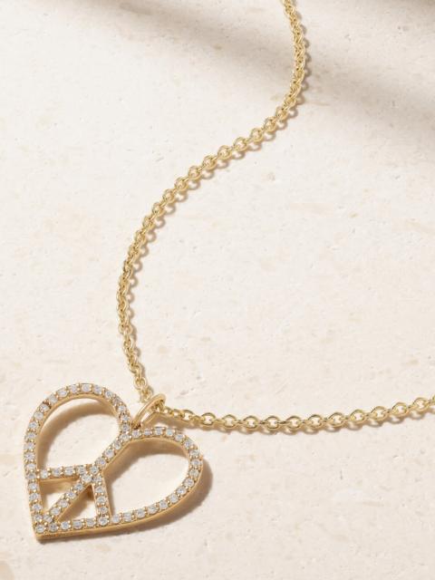 Peace Heart Xl 14-karat Gold Diamond Necklace