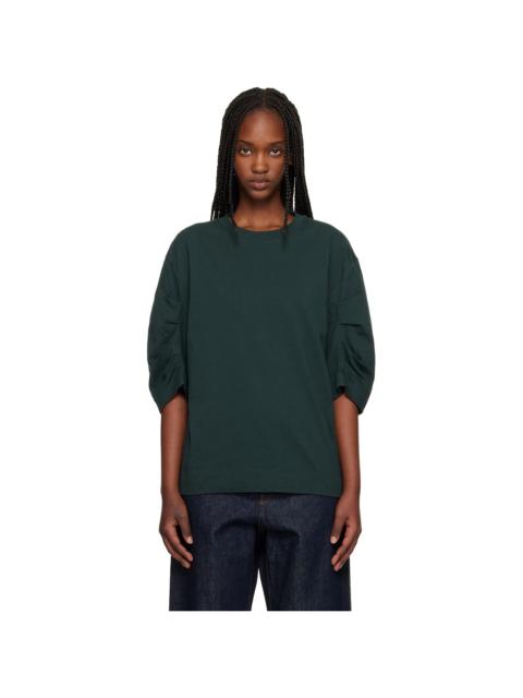 Green Pleated Sleeve T-shirt