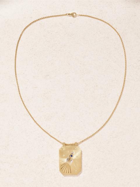 Love You To The Moon Scapular 18-karat Gold, Sapphire And Diamond Necklace
