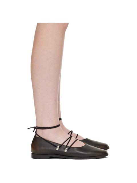 Brown Laced Ballerina Flats
