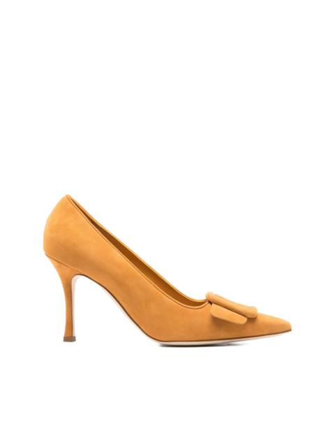 90mm Maysale buckle-detail pointed-toe pumps