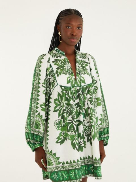 Green Flora Tapestry Lenzing Ecovero Euroflax Mini Dress