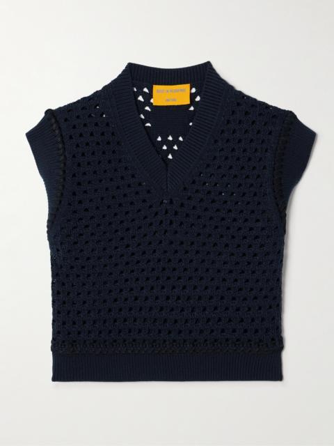 Cropped Open-knit Cotton Vest