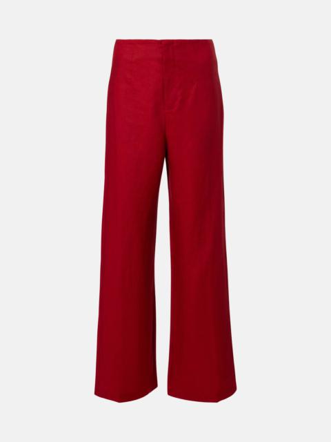 Isabel high-rise linen straight pants