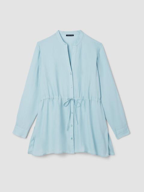 Organic Handkerchief Linen Band Collar Long Shirt