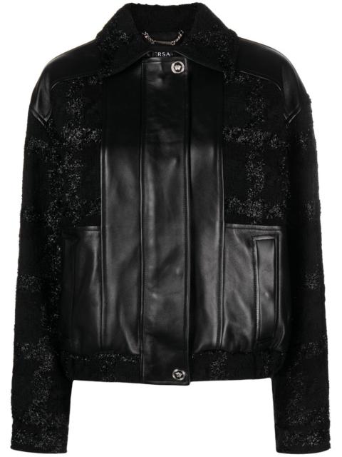 glittered leather bomber jacket