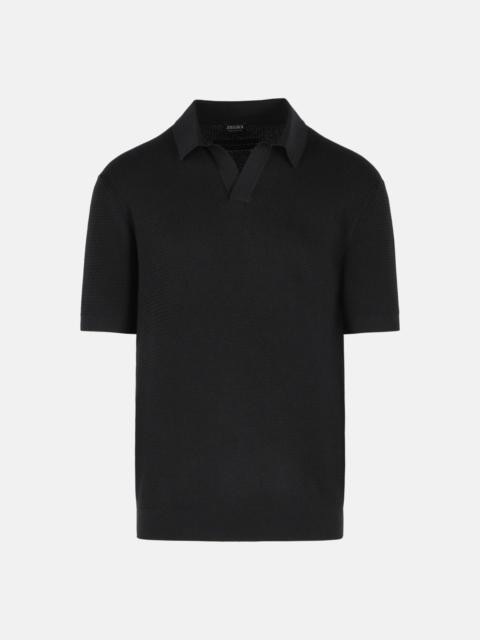 BLACK COTTON POLO SHIRT
