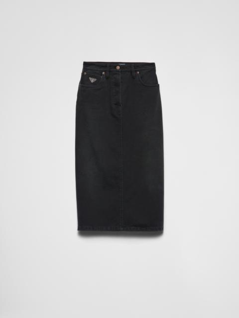Denim midi-skirt