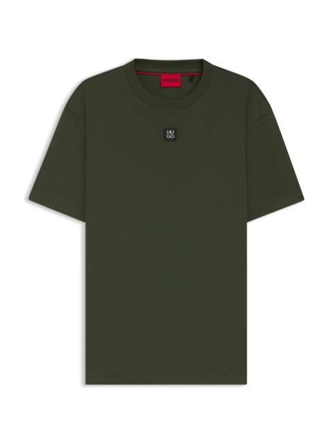 INTERLOCK-COTTON REGULAR-FIT T-SHIRT WITH STACKED LOGO