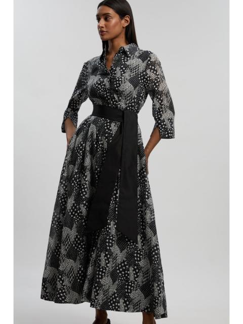 Mono Geo Silk Cotton Woven Shirt Dress