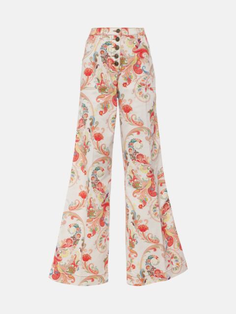 Paisley high-rise flared jeans