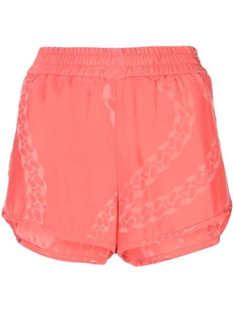 print silk shorts