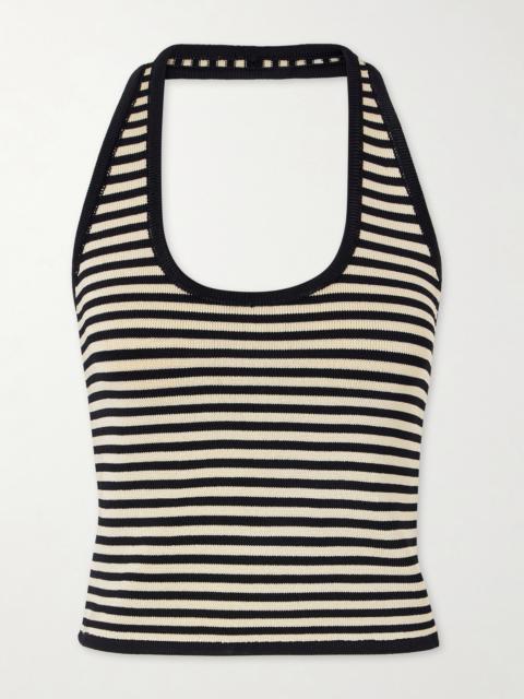 Halterneck Striped Knitted Top