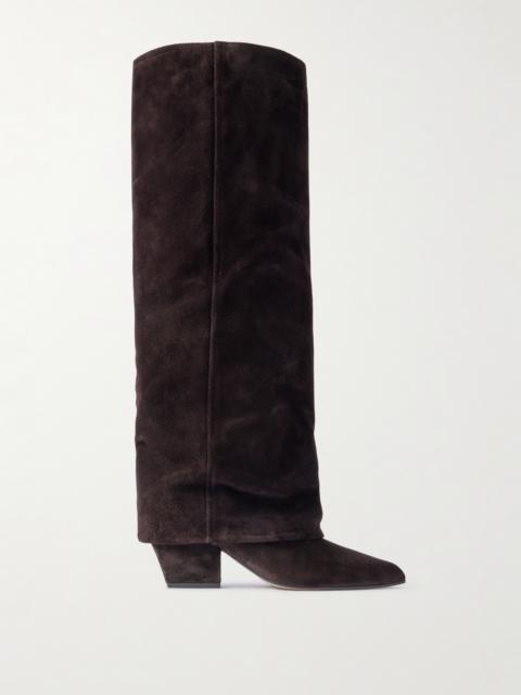 Jane Folded Suede Knee Boots