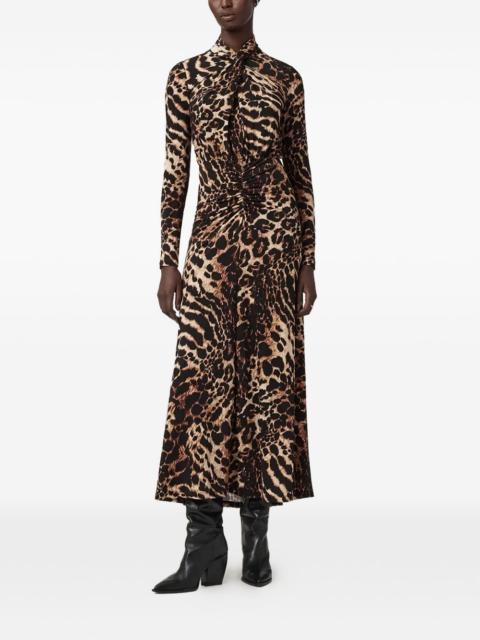 Mina A-line leopard midi dress