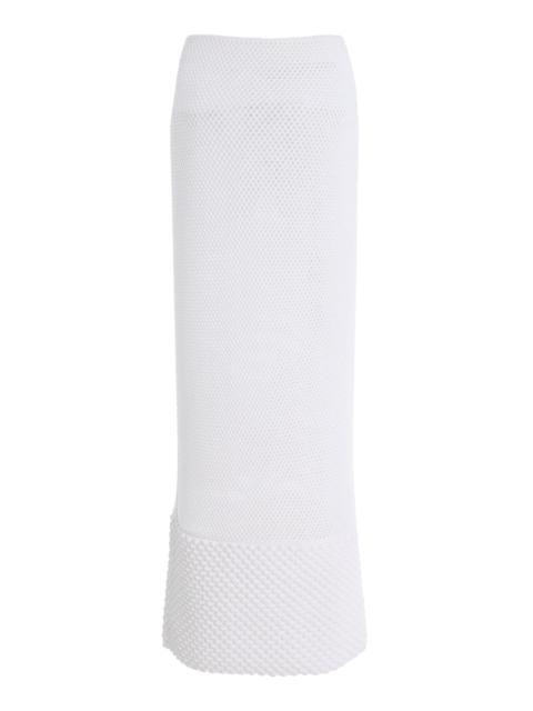 The Iris Open-Knit Maxi Skirt white
