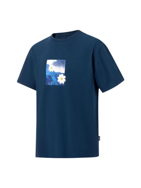 Li-Ning Floral Graphic T-shirt 'Blue Teal' AHST147-7