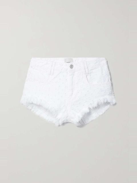 Aneida fringed distressed denim shorts