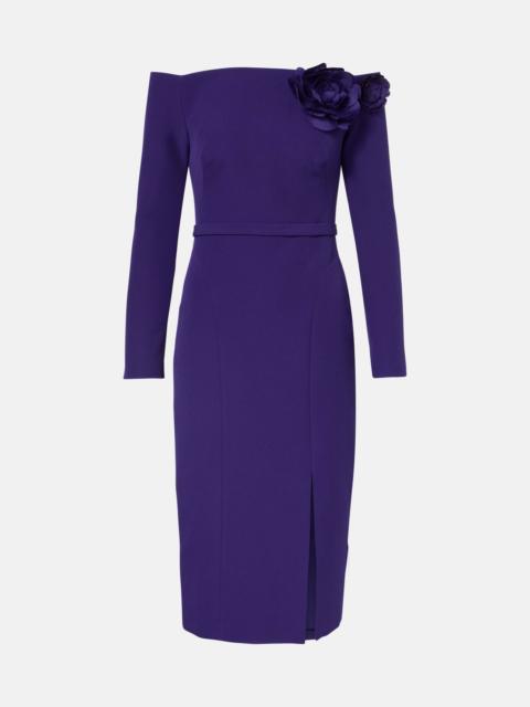 Jay floral-appliqué crêpe midi dress