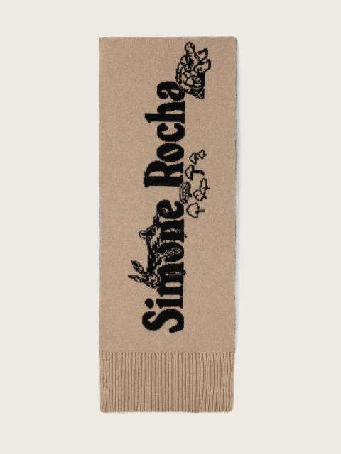 Long Graphic Logo Knit Scarf