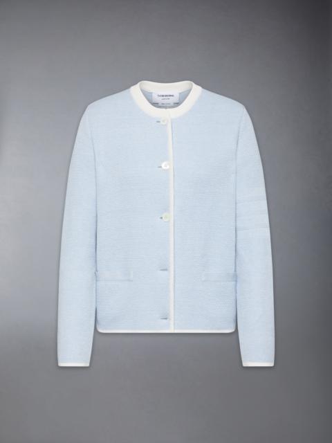 TEXTURED STITCH 4-BAR CEW NECK CARDIGAN