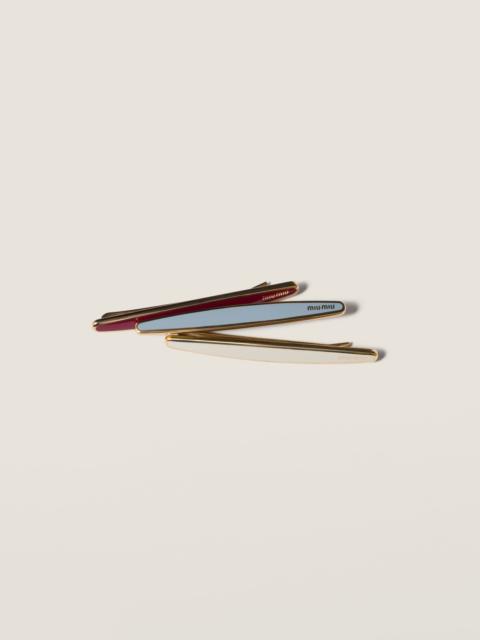 Enameled metal hair clips